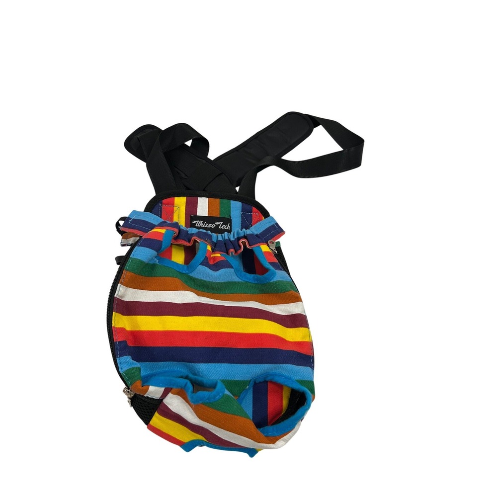 Whizzo Tech Pet Carrier Backpack M Multicolor Striped Legs Out Small Dog Cat